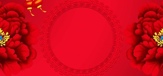 喜庆节日2019新年猪年过年春节牡丹红色海报背景